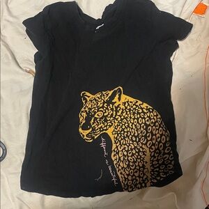 Old Navy Black Tee with Gold Leopard Graphic
